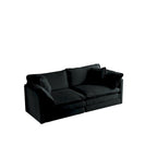 Musta 4-osainen chenille-moduulisohva rakkausistuimella ja raheilla