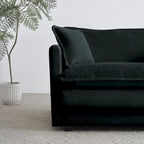 Musta 4-osainen chenille-moduulisohva rakkausistuimella ja raheilla