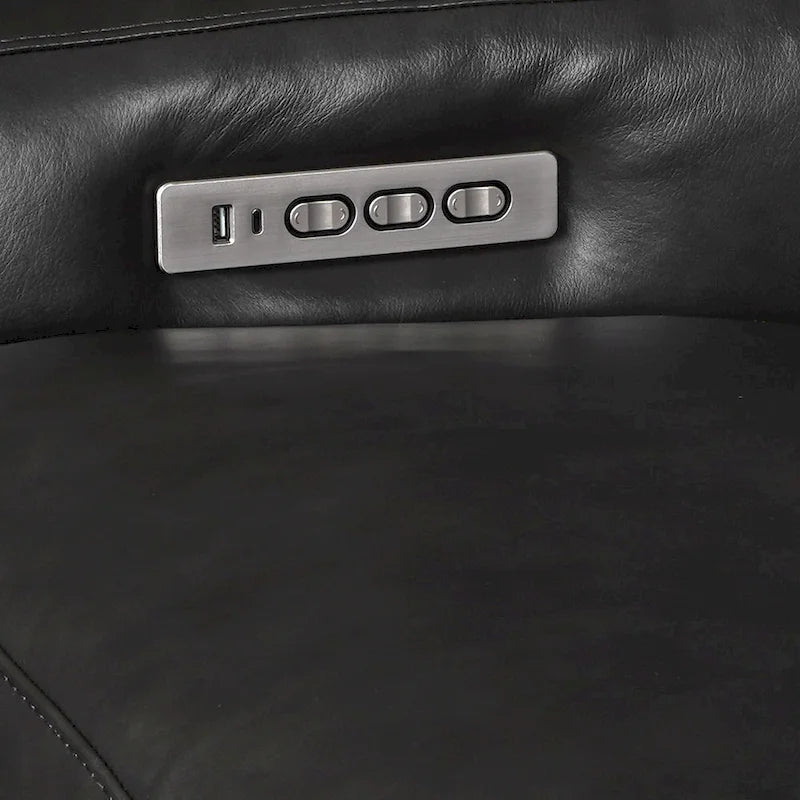 Aito nahkainen nojatuolisohva, kolmella moottorilla varustettu nollaseinänojautuva sohva, jossa on USB- ja USB-C-portit