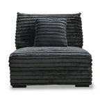 Ezo Armless Accent Chair, Dark Gray Polyester Corduroy, Soft Cushioned