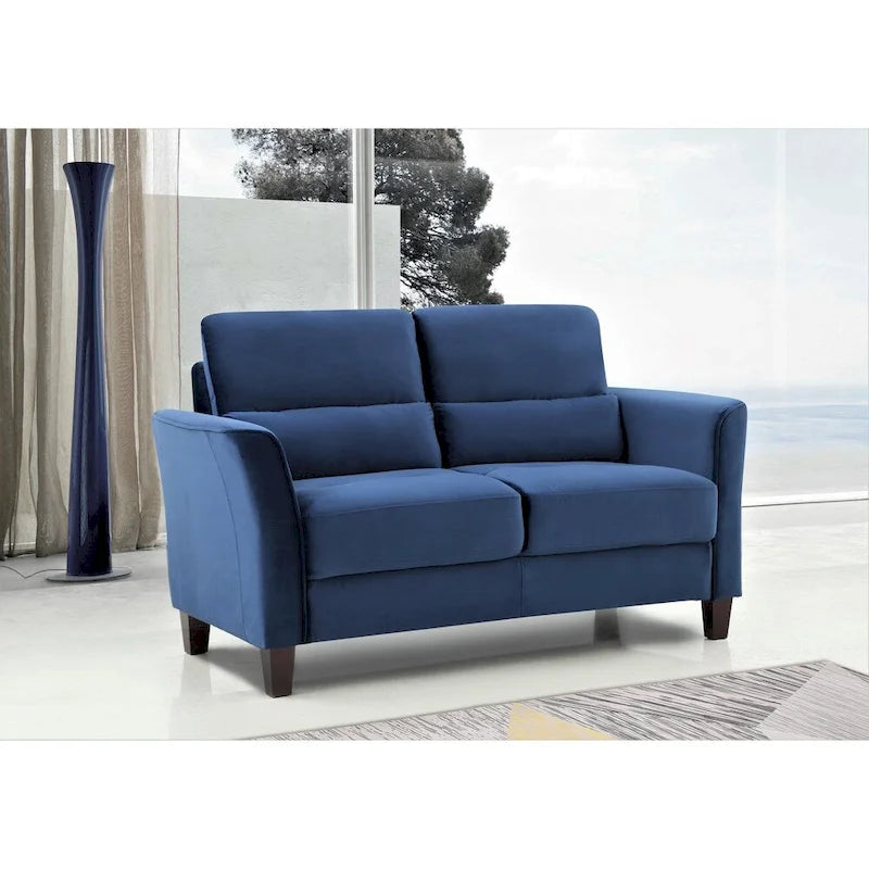 Samettinen Loveseat hellästi kaartuvilla käsinojilla, moderni 2-istuttava sohva olohuoneeseen