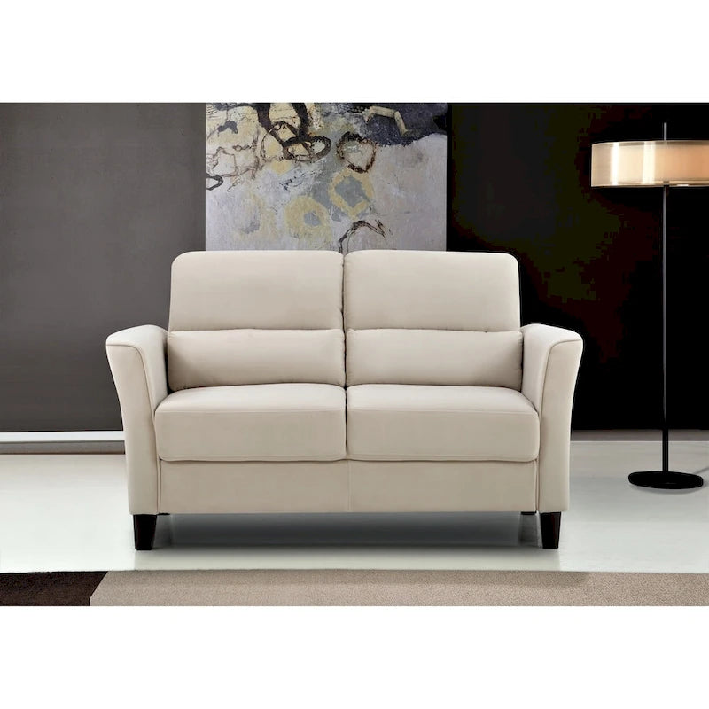 Samettinen Loveseat hellästi kaartuvilla käsinojilla, moderni 2-istuttava sohva olohuoneeseen