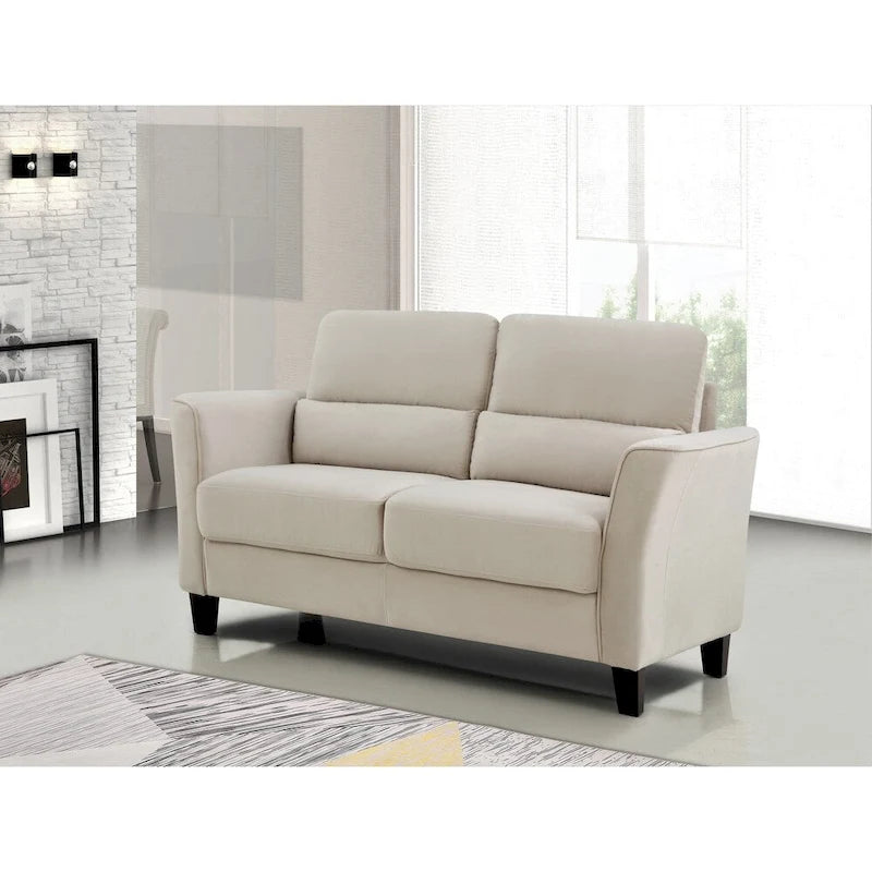 Samettinen Loveseat hellästi kaartuvilla käsinojilla, moderni 2-istuttava sohva olohuoneeseen