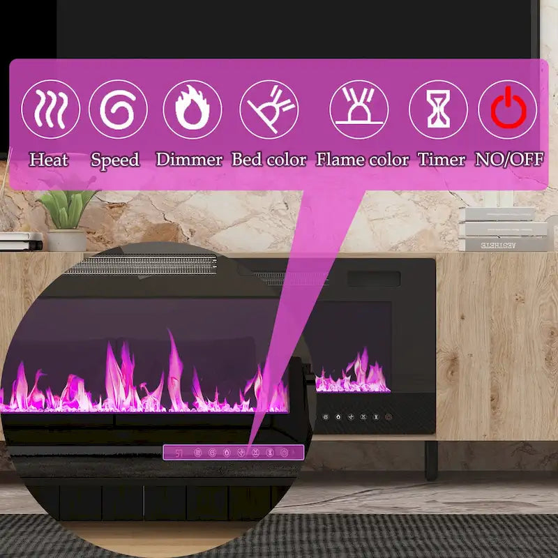 Viihdekeskus takalla, valinnainen:2 liekkitilaa1500W 68.9W