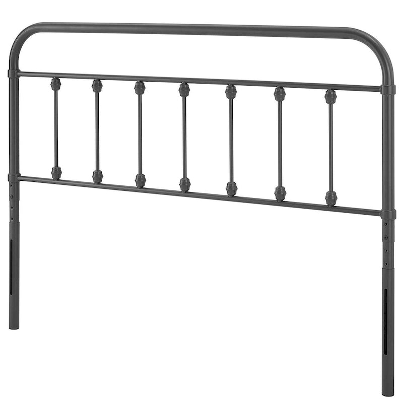 Klassinen Queen-kokoinen harmaa metallinen sängynpääty, vintage-tyylinen sängynpääty makuuhuoneeseen