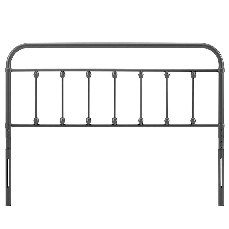 Klassinen Queen-kokoinen harmaa metallinen sängynpääty, vintage-tyylinen sängynpääty makuuhuoneeseen
