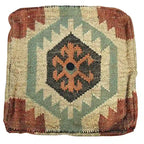 Käsintehty Kilim-verhoiltu rahi (Intia) – 40,6 x 40,6 x 40,6 cm