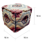 Käsintehty Kilim-verhoiltu rahi (Intia) – 40,6 x 40,6 x 40,6 cm
