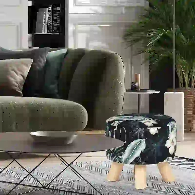 Adecon moderni pyöreä rahi, samettikankainen pehmustettu jalkatuki