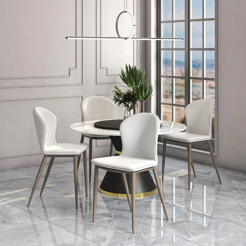Moderni verhoiltu kangasruokailutuoli metallijaloilla, mosaiikkityylinen keittiötuoli