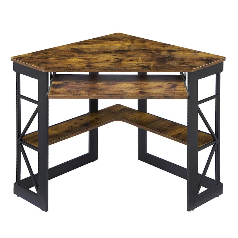 Javlergo-kulmapöytä näppäimistötelineellä, työskentelypöytä/tietokonepöytä opiskelija-asuntoon tai kotitoimistoon